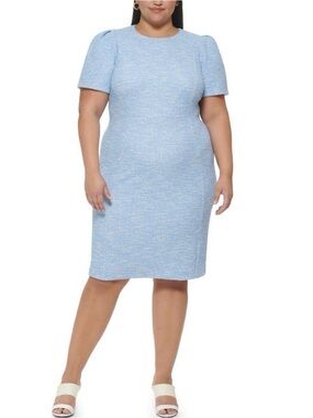 Calvin Klein Light Blue Short Sleeve Sheath Dress